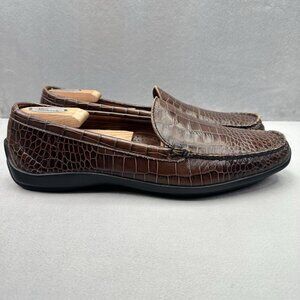 Allen Edmonds Tampa Mens Size 12 (B) Loafers Brown Croc Print Leather Slip-On